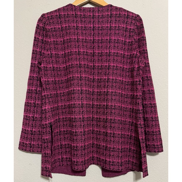 Ming Wang Women's M Black Pink Open Front Cardigan Jacket Knit - Picture 2 of 11
